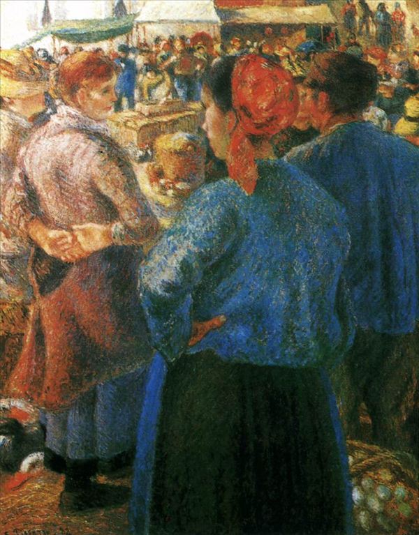 318,油画,油画人物,毕沙罗,《蓬图瓦兹的家禽市场》