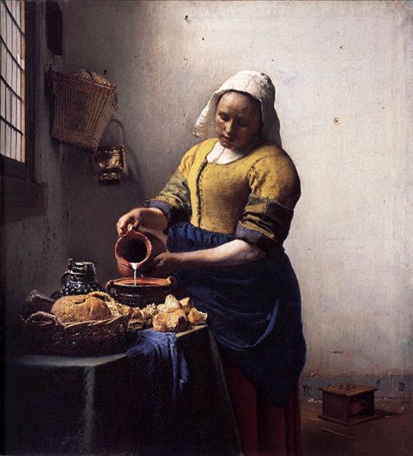 318,油画,维米尔,《倒牛奶的女仆》