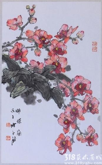 318,陈永锵,国画,国画花鸟,《蝴蝶兰》
