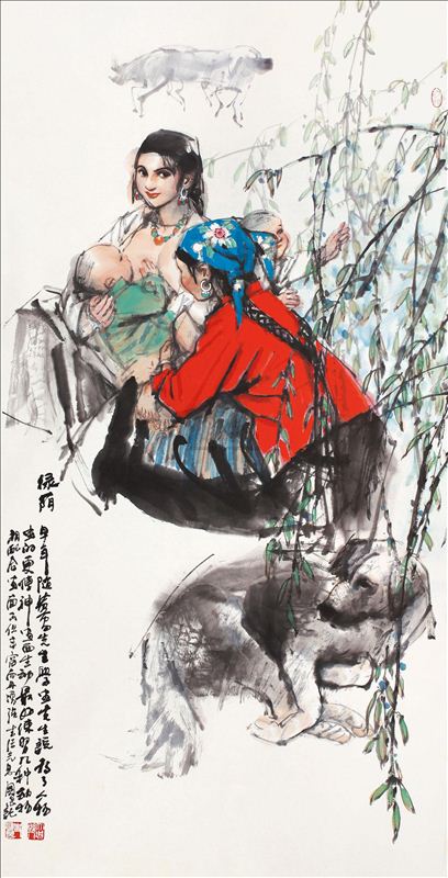 318,318艺术,史国良,国画,国画人物,《绿荫》