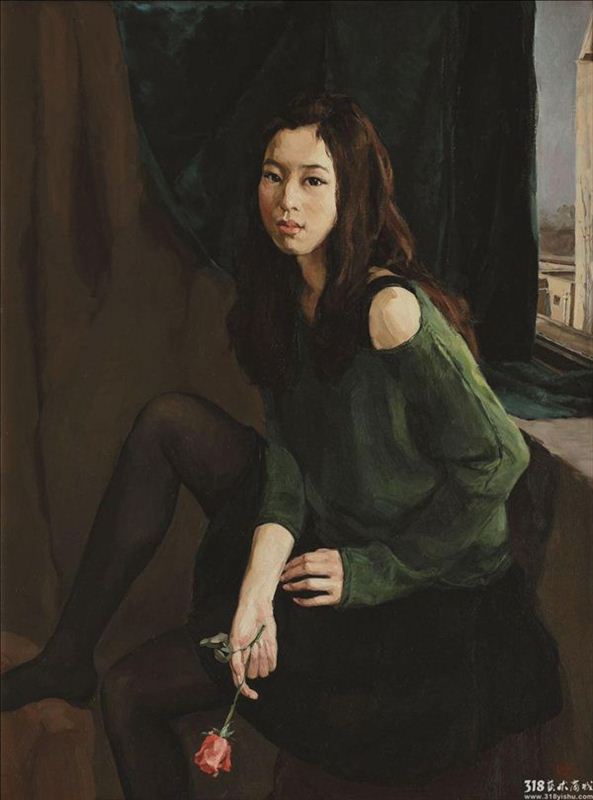 318,318艺术,张晓鹏,油画,油画人物,《酒吧老板的女儿》