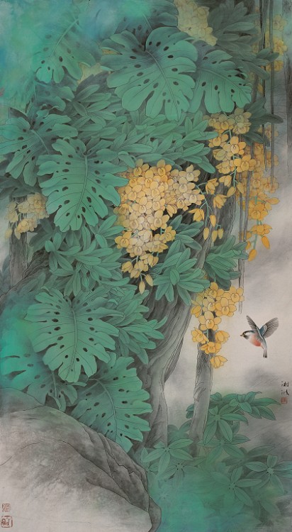 318,318艺术,艺术品交易,陈湘波,国画,《春风拂羽》