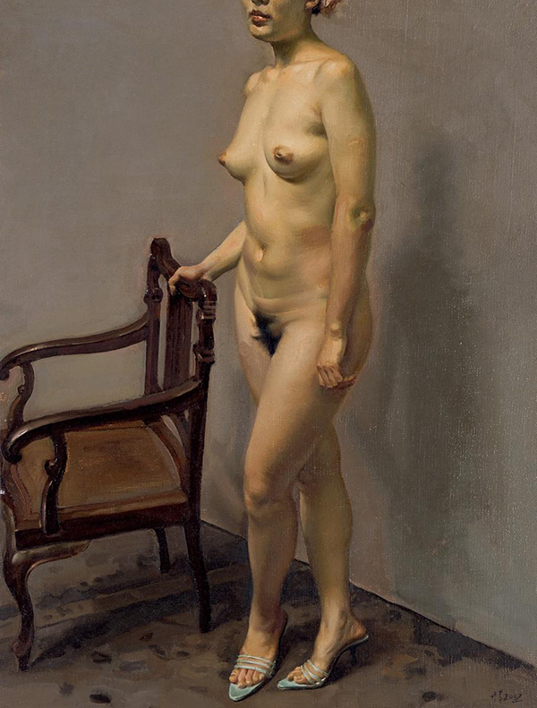 陈丹青,油画,当代艺术,艺术收藏,318,318艺术,《扶椅背的女人》
